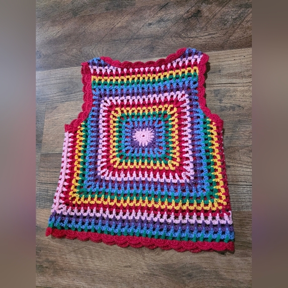 Rarity Kid's Rainbow Crochet 100% Cotton Tank Top Size 5 - Picture 5 of 6